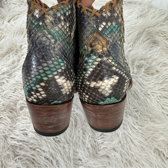 Allens Brand - Dixie Python - Almond Toe - Natural & Turquoise Women’s Size 8 - Picture 6 of 12